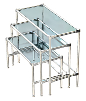 Комплект столов №1-1В с полками стекло 6мм (прозрачное)