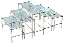 Комплект столов №2-2В с полками стекло 8мм (прозрачное)